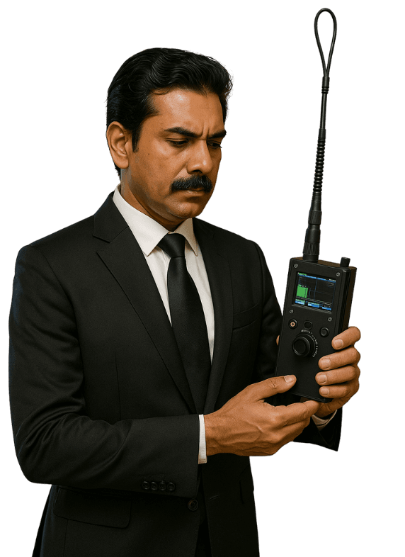 TSCM Expert conducting bug sweep