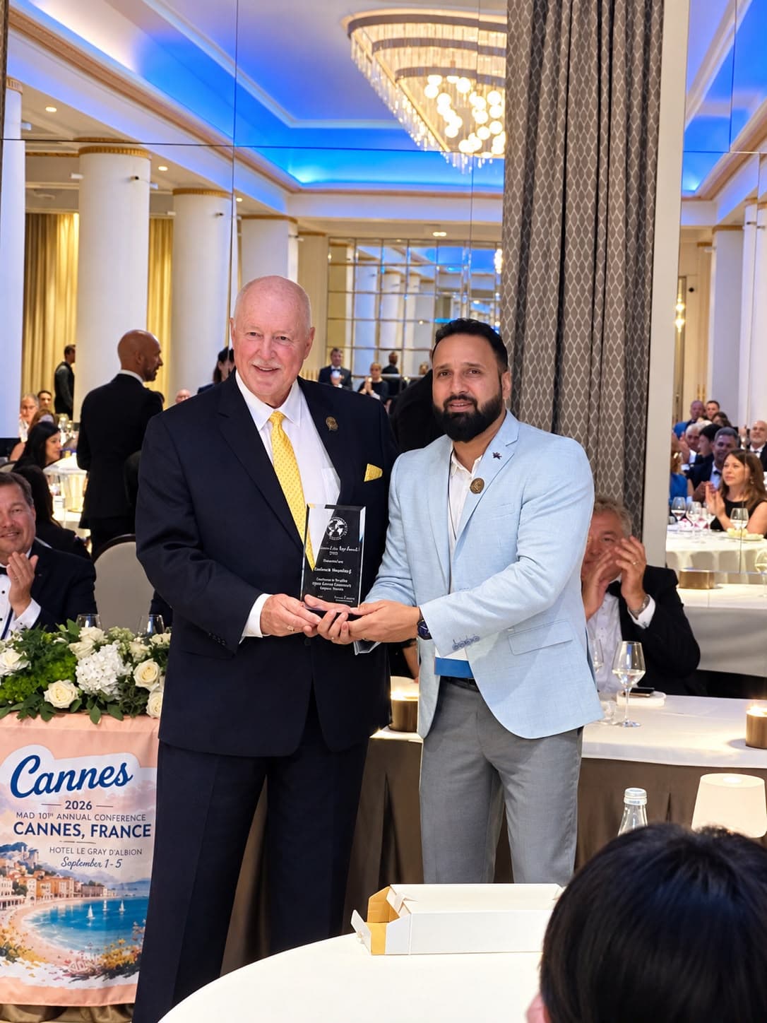 Hardesh Bhardwaj receiving the W.A.D. Investigator of the Year Award 2026 in Cannes, France
