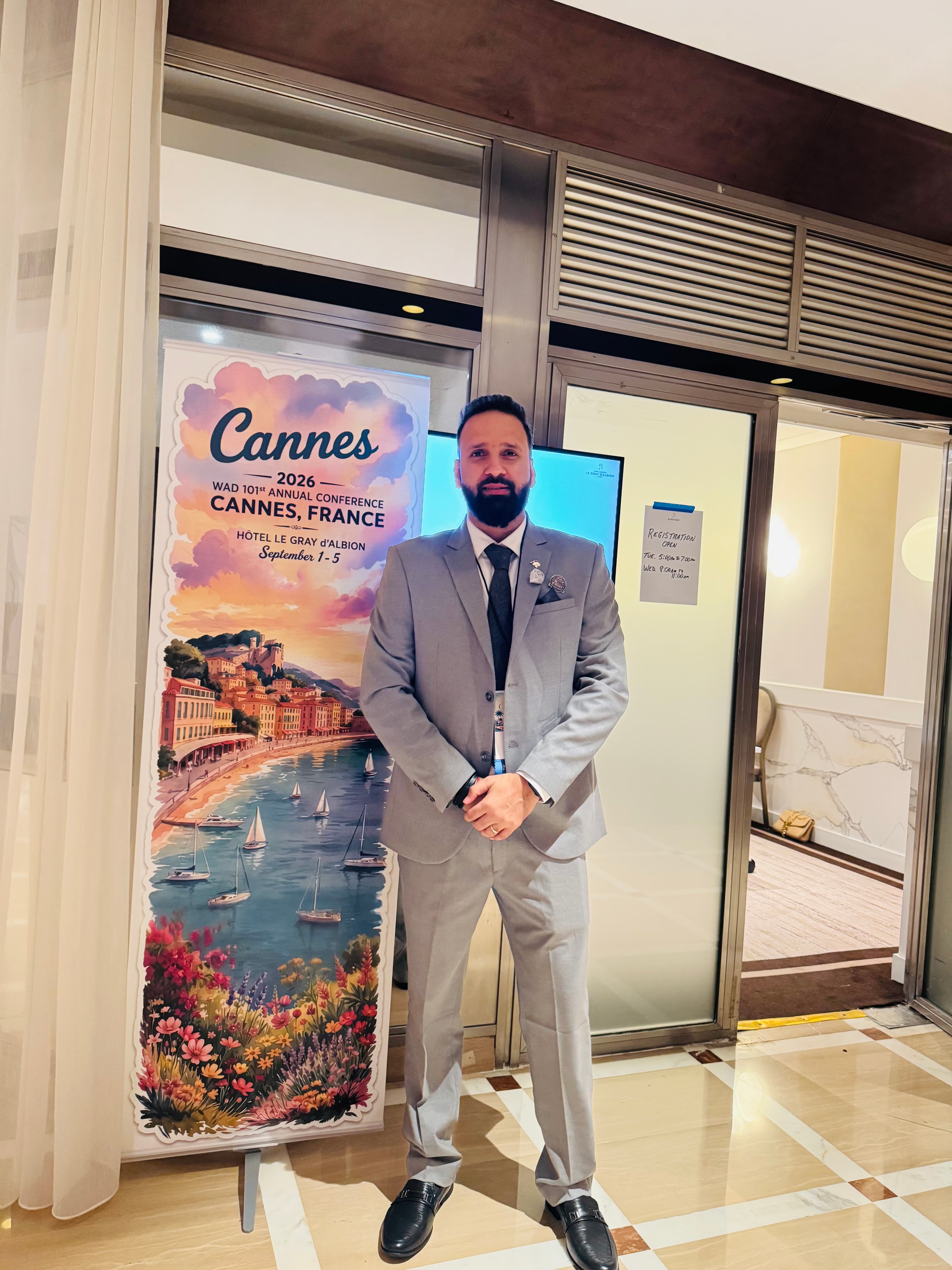 Hardesh Bhardwaj at the W.A.D. 101st Annual Conference, Hotel Le Gray d'Albion, Cannes