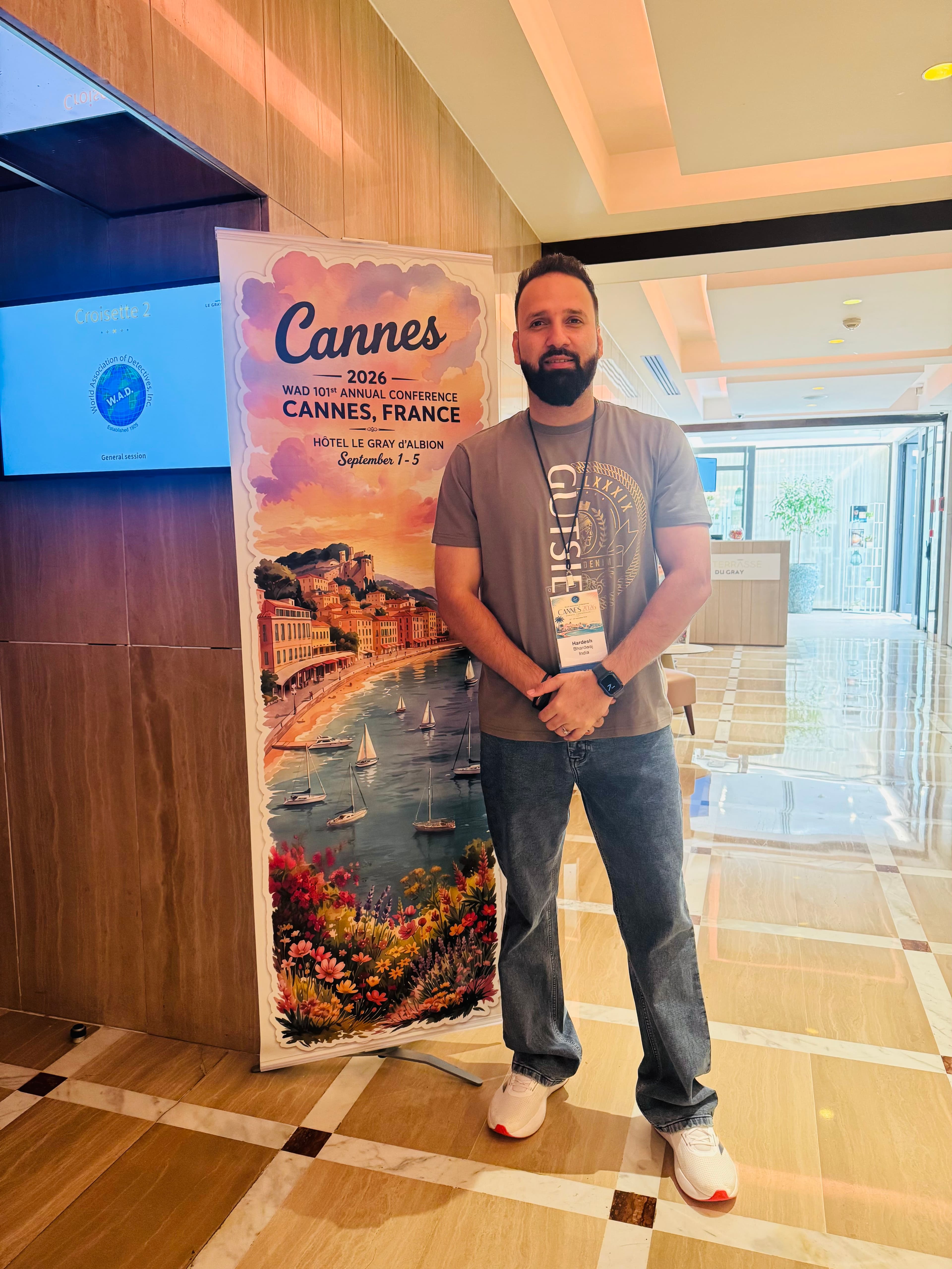 Hardesh Bhardwaj, delegate badge, W.A.D. 101st Annual Conference, Cannes