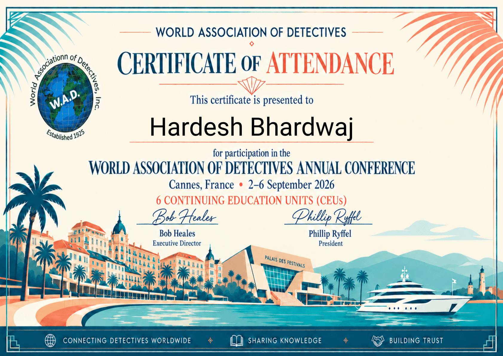 Certificate of Attendance, 101st W.A.D. Annual Conference