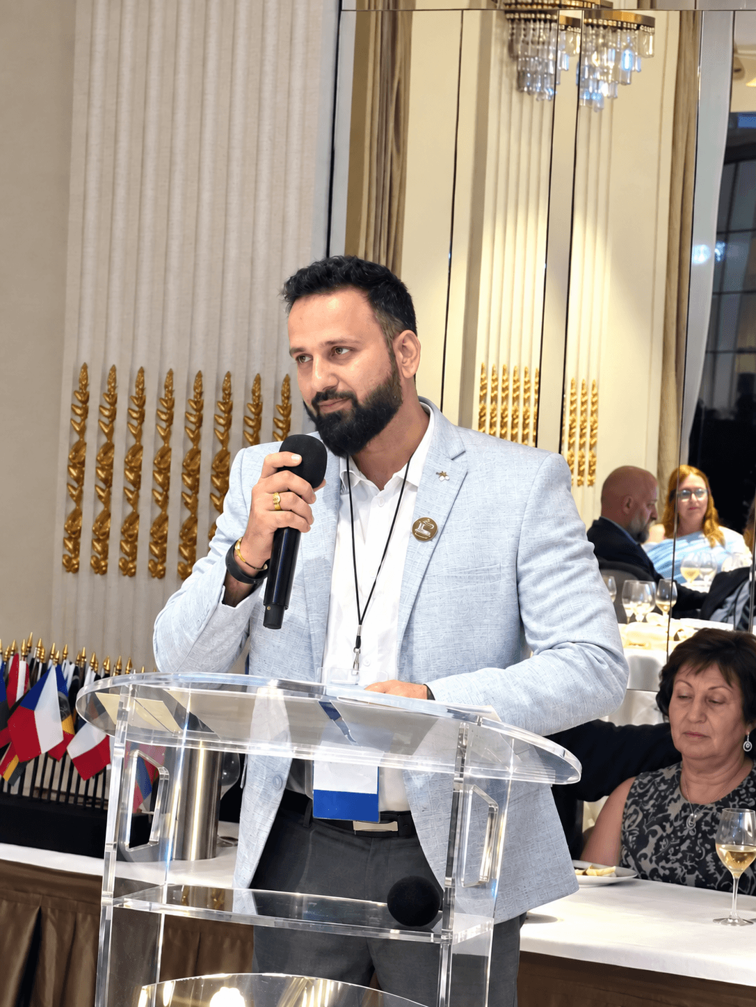 Hardesh Bhardwaj addressing delegates at the W.A.D. 101st Annual Conference, Cannes